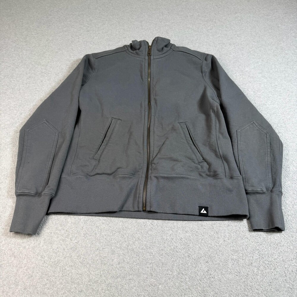 American Giant Jacket Men Large Gray Full Zip Fleece Mock Neck Made USA Heritage